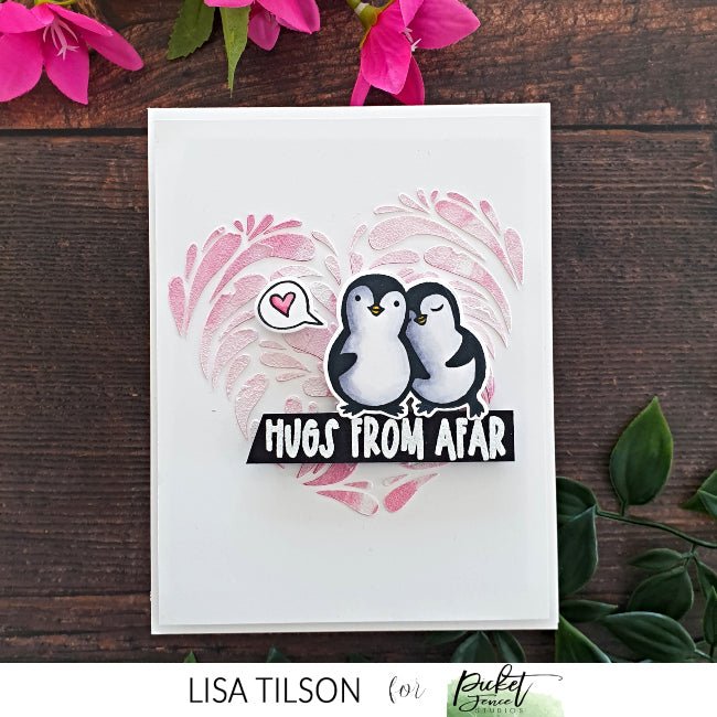 Slim Line Reverse Swirly Heart Stencil - Picket Fence Studios