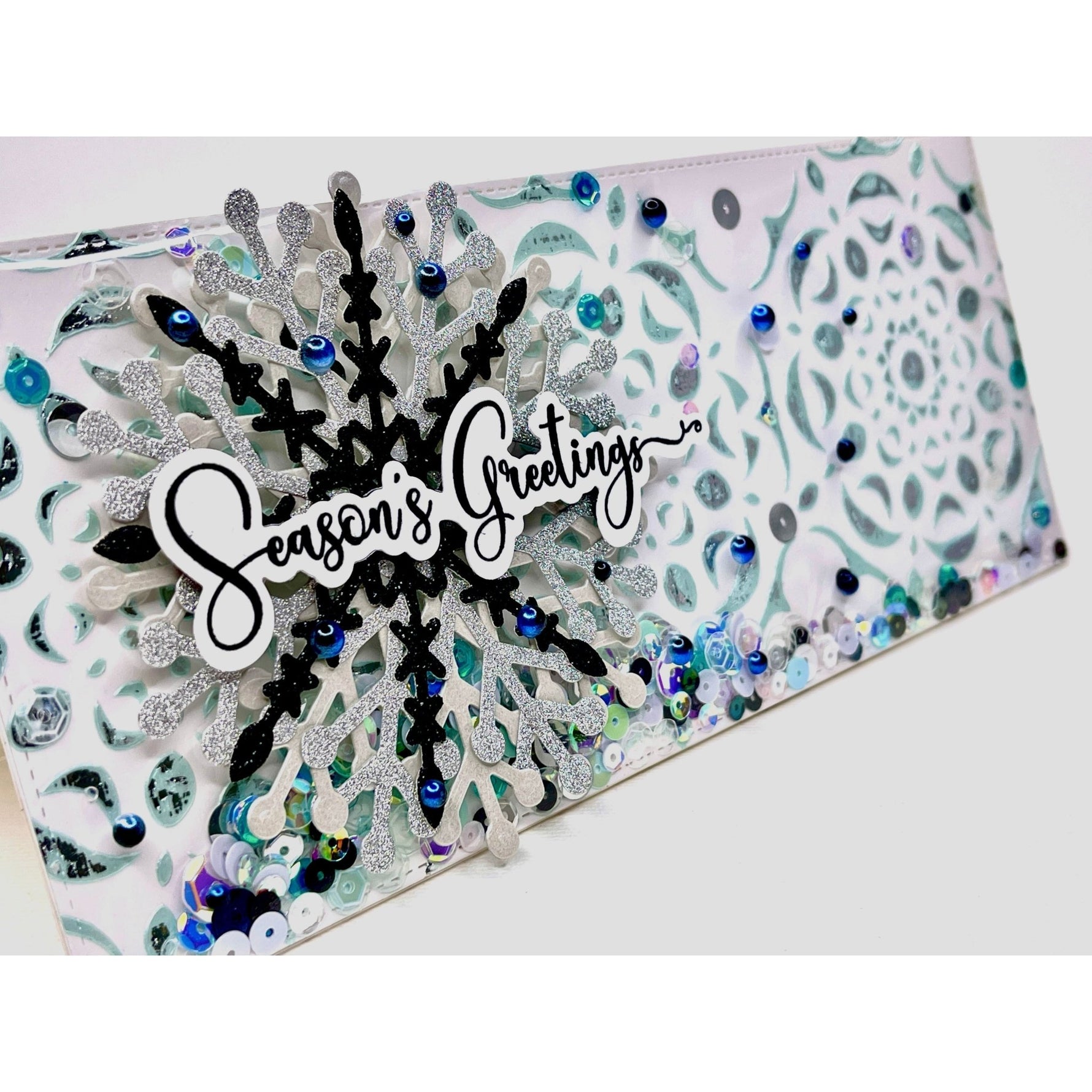 Slim Line Reversed Hand Cut Snowflake Stencil - Picket Fence Studios