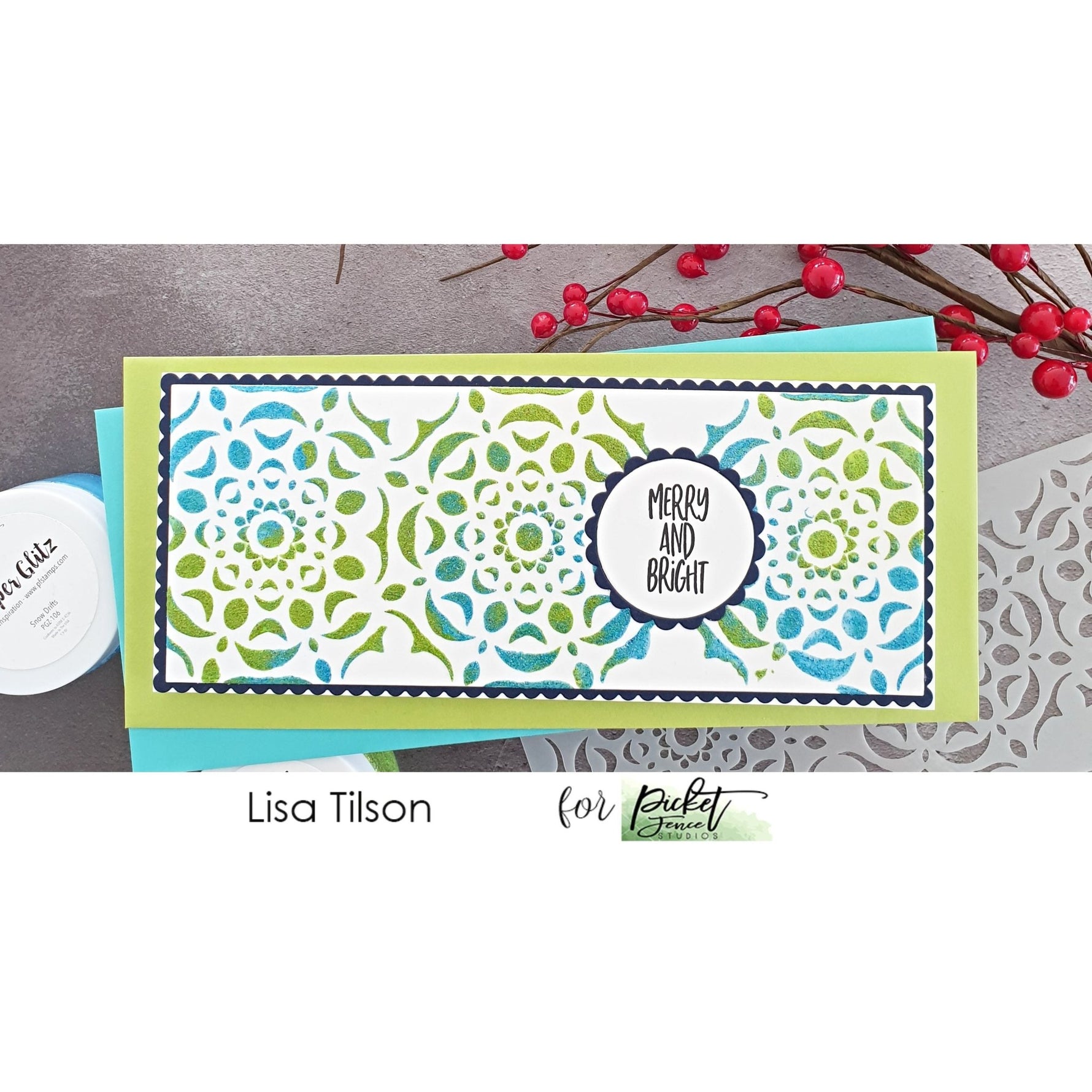 Slim Line Reversed Hand Cut Snowflake Stencil - Picket Fence Studios