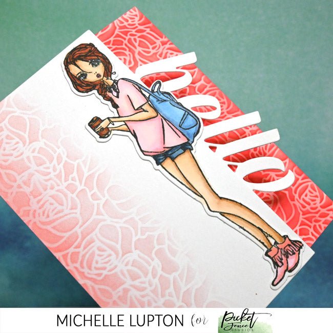 Slim Line Rose Lines Stencil - Picket Fence Studios