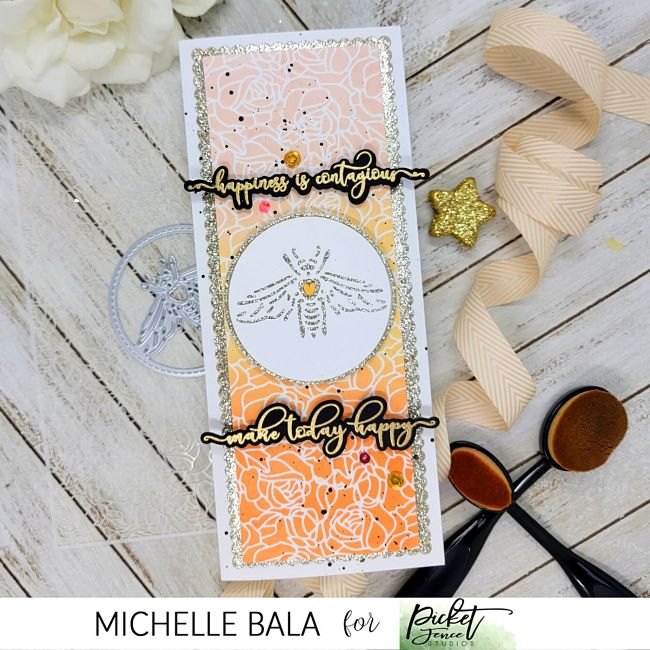 Slim Line Rose Lines Stencil - Picket Fence Studios