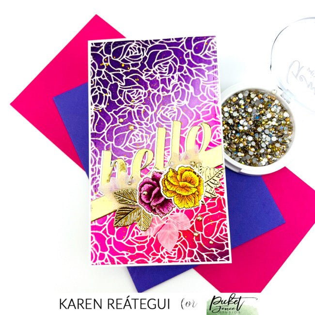 Slim Line Rose Lines Stencil - Picket Fence Studios