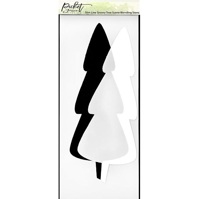 Slim Line Snowy Tree Scene Blending Stencil - Picket Fence Studios