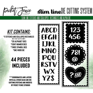 Slim Line Stitched and Scalloped Rectangles and Alpha Die Cutting System - Picket Fence Studios