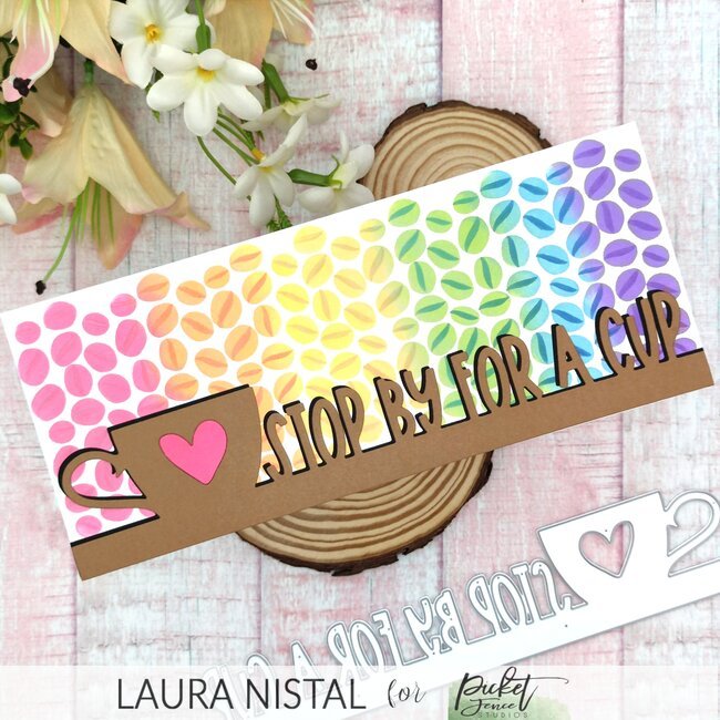 Slim Line Stop by for a Cuppa Word Topper Die - Picket Fence Studios