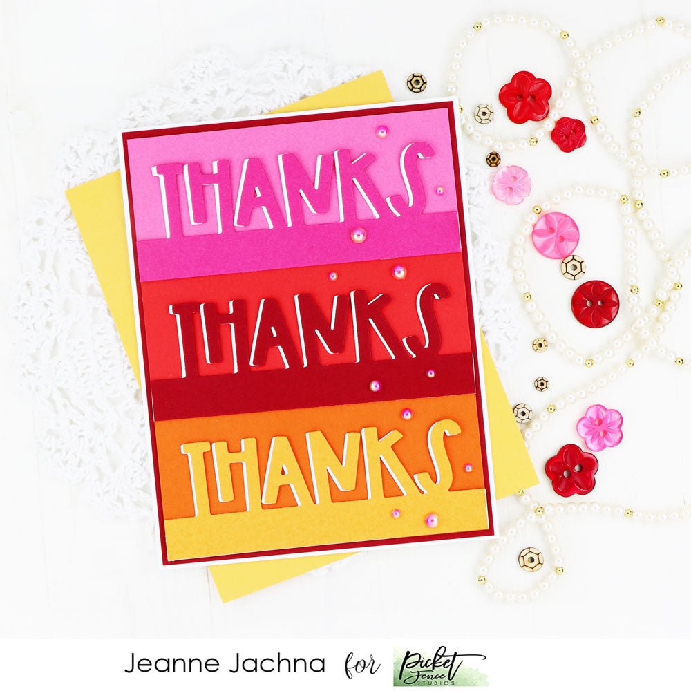 Slim Line Thanks Word Topper Die - Picket Fence Studios