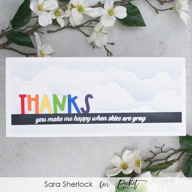 Slim Line Thanks Word Topper Die - Picket Fence Studios