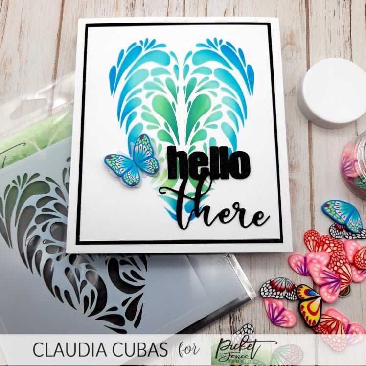 Swirly Heart A2 Stencil - Picket Fence Studios