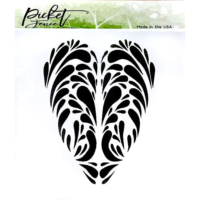 Swirly Heart A2 Stencil - Picket Fence Studios