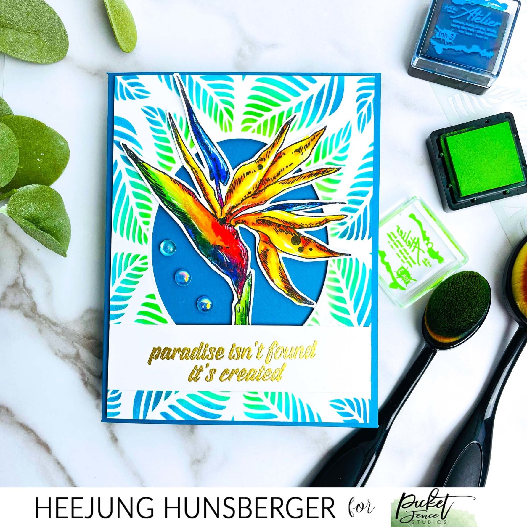 Tropical Leaves A2 Stencil - Picket Fence Studios