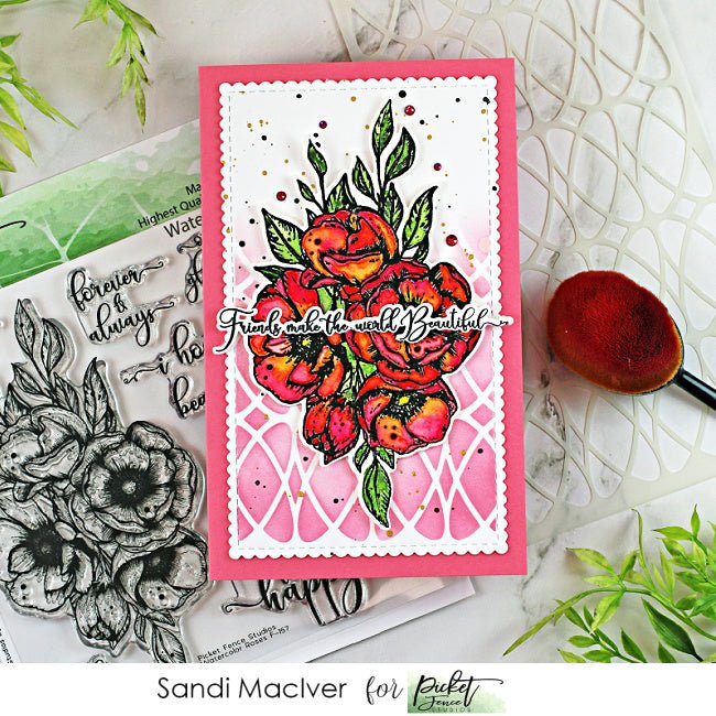 Watercolor Roses Coordinating Die - Picket Fence Studios