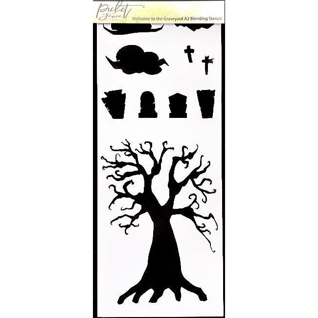 Welcome to the Graveyard A2 Blending Stencil - Picket Fence Studios